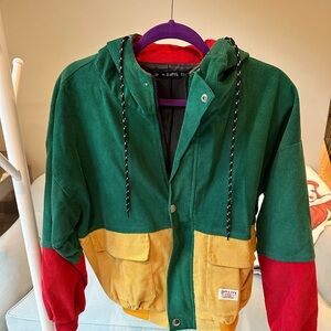 Zaful Green, Yellow and Red corduroy Jacket